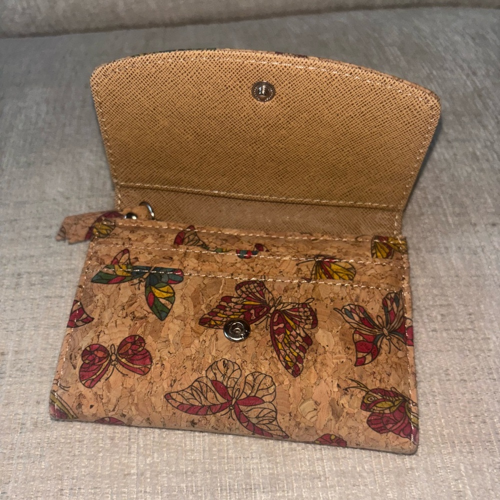 Corkcho Cork Wallet Butterfly Print Boho Snap Wallet Vegan Card ID Organizer